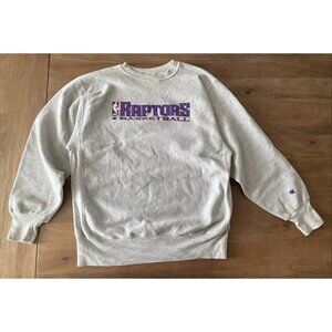 Vintage 90s Champion Reverse Weave Toronto Raptors NBA Gray Sweatshirt Size XL